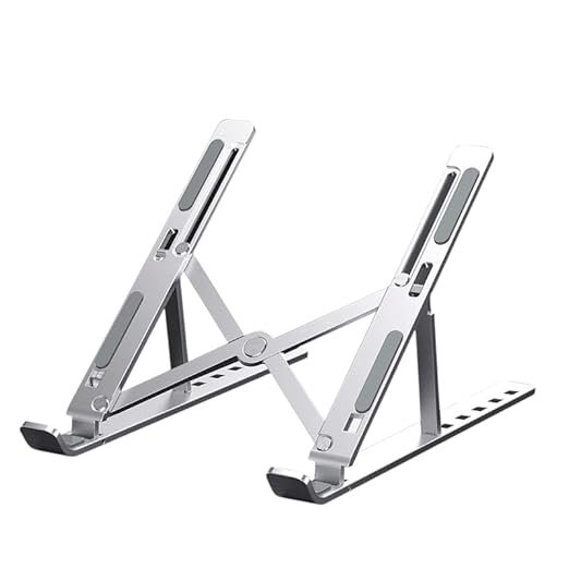 Foldable Laptop Stand – Adjustable Height & Angle, Portable Metal Laptop Riser with Anti-Slip Pads